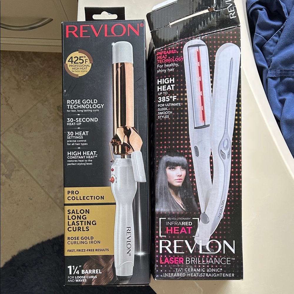 Hair Styling bundle-Revlon curling iron and straightener as pictured